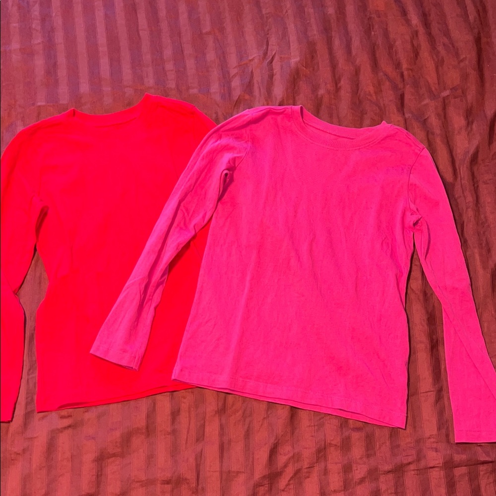 Girl’s Long Sleeve Shirts - Red and Pink
